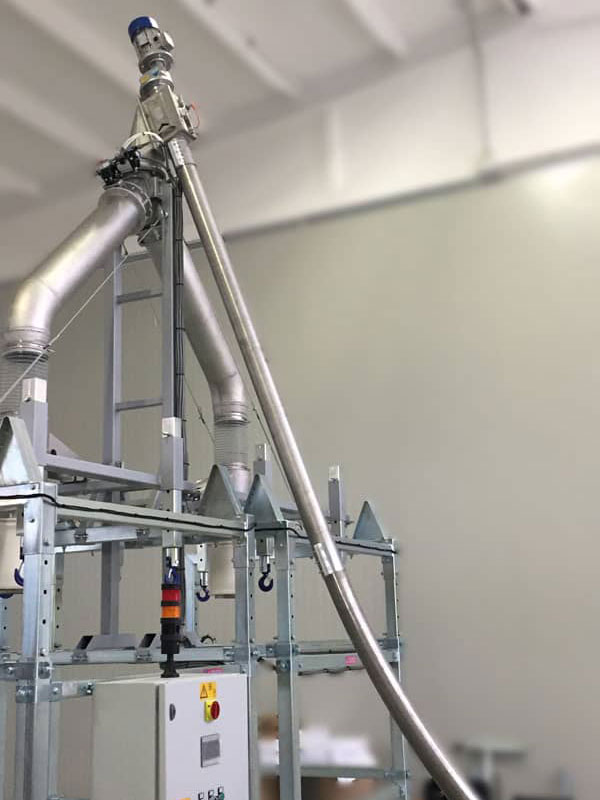 2-way electro-pneumatic diverter in a bulk bag filling station 